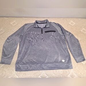 A Zelos pullover 1/4 zip grey sweater in a Men's XL.